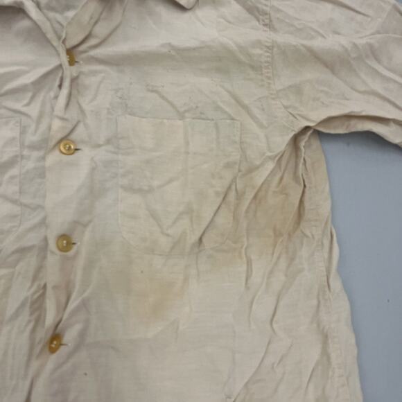 Vintage 50s Norris Casuals Tan Cotton Loop Collar Shirt - Picture 2 of 6